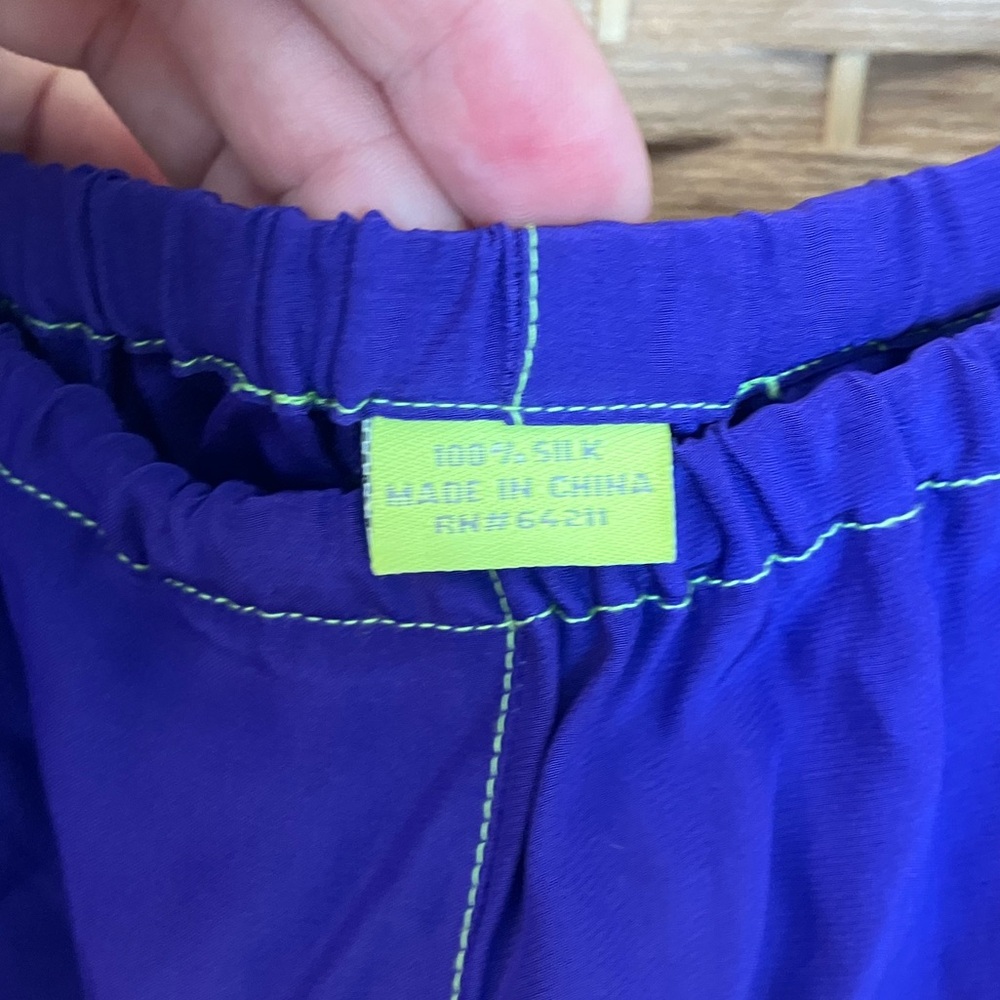 100% Silk Casa Verde Royal Purple Two-Piece Set - Picture 7 of 8